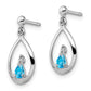 Sterling Silver Rhodium-Plated Blue Topaz And Diamond Post Earrings