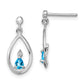 Sterling Silver Rhodium-Plated Blue Topaz And Diamond Post Earrings