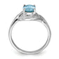 Sterling Silver Rhodium Swiss Blue Topaz & Diamond Ring