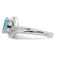 Sterling Silver Rhodium Light Swiss Blue Topaz & Diamond Ring