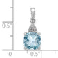 Sterling Silver Rhodium Lt Swiss Blue Topaz & Diamond Pendant