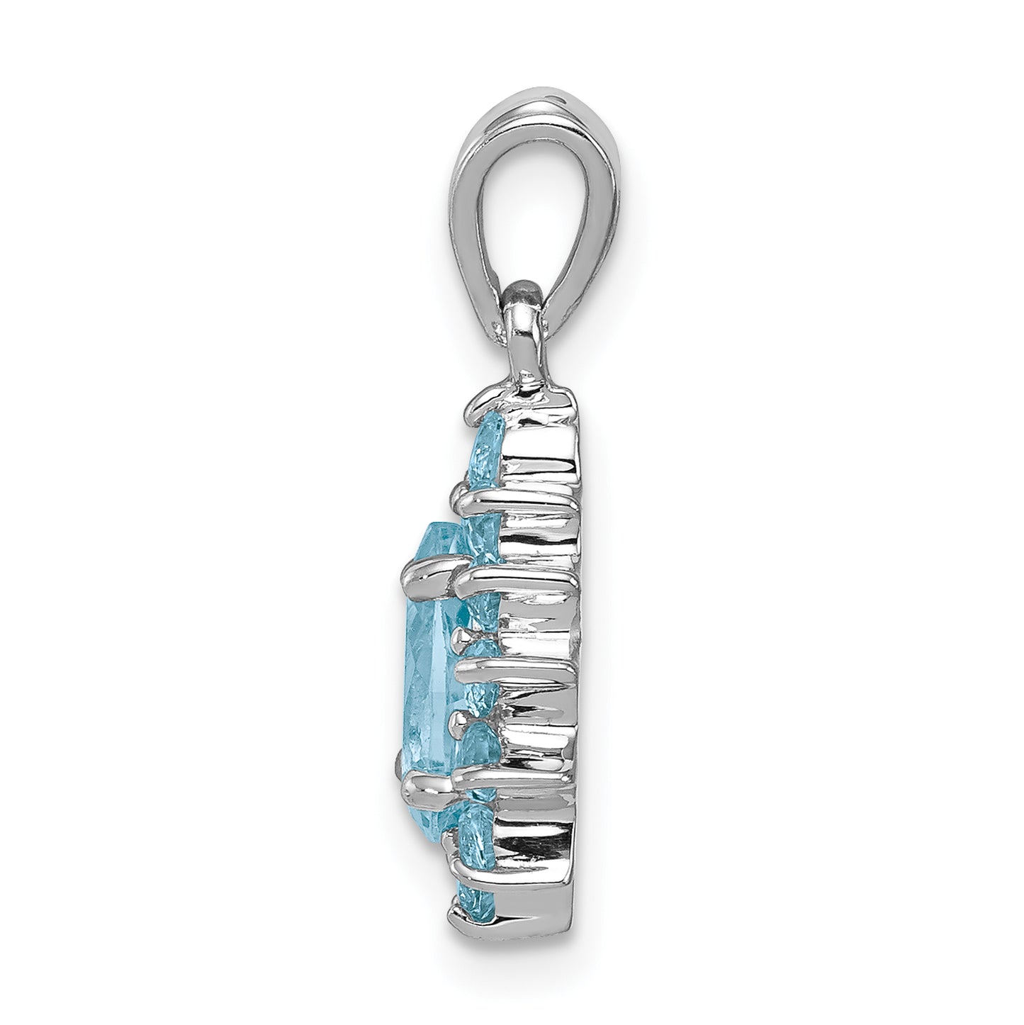 Sterling Silver Rhodium-Plated Light Swiss Blue Topaz Pear-Shaped Pendant