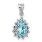 Sterling Silver Rhodium-Plated Light Swiss Blue Topaz Pear-Shaped Pendant