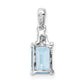 Sterling Silver Rhodium-Plated Light Swiss Blue Topaz & Diamond Pendant