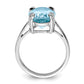 Sterling Silver Rhodium Light Swiss Blue Topaz Diamond Ring