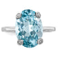 Sterling Silver Rhodium Light Swiss Blue Topaz Diamond Ring