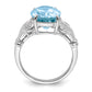 Sterling Silver Rhodium Light Swiss Blue Topaz Diamond Ring