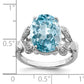 Sterling Silver Rhodium Light Swiss Blue Topaz Diamond Ring