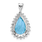 Sterling Silver Rhodium-Plated Light Swiss Blue Topaz Diamond Pendant