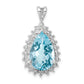 Sterling Silver Rhodium-Plated Light Swiss Blue Topaz Diamond Pendant