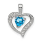 Sterling Silver Rhodium Heart Swiss Blue Topaz & Diamond Pendant