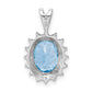 Sterling Silver Rhodium-Plated Oval Swiss Blue Topaz & Diamond Pendant