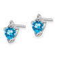 Sterling Silver Rhodium Plated Blue Topaz And Diamond Heart Earrings