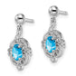 Sterling Silver Rhodium Plated Blue Topaz And Diamond Post Earrings