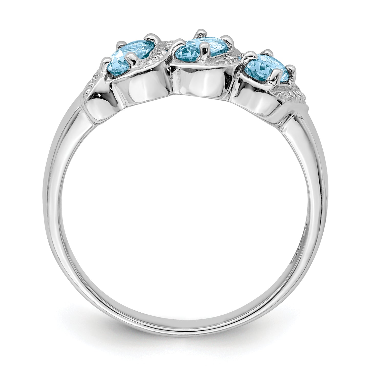 Sterling Silver Rhodium Light Swiss Blue Topaz & Diamond Ring