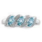 Sterling Silver Rhodium Light Swiss Blue Topaz & Diamond Ring