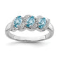 Sterling Silver Rhodium Light Swiss Blue Topaz & Diamond Ring