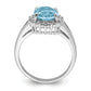 Sterling Silver Rhodium Light Swiss Blue Topaz & Diamond Ring