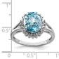 Sterling Silver Rhodium Swiss Blue Topaz & Diamond Ring