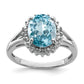 Sterling Silver Rhodium Light Swiss Blue Topaz & Diamond Ring