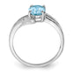 Sterling Silver Rhodium Light Swiss Blue Topaz & Diamond Ring