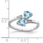 Sterling Silver Rhodium Light Swiss Blue Topaz & Diamond Heart Ring