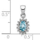 Sterling Silver Rhodium Light Swiss Blue Topaz & Diamond Pendant