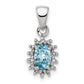 Sterling Silver Rhodium Light Swiss Blue Topaz & Diamond Pendant