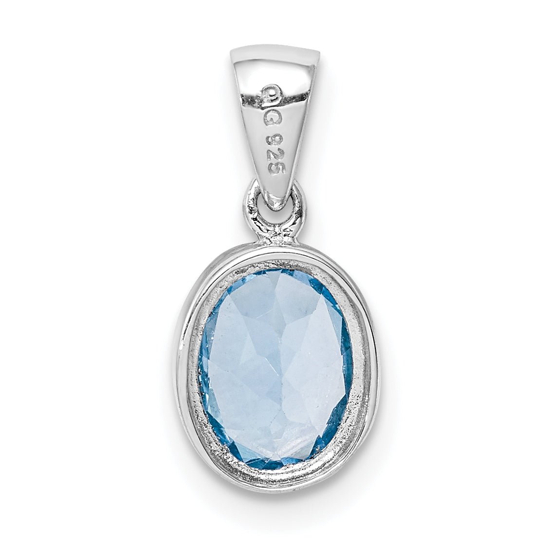 Sterling Silver Rhodium Light Swiss Blue Topaz Pendant