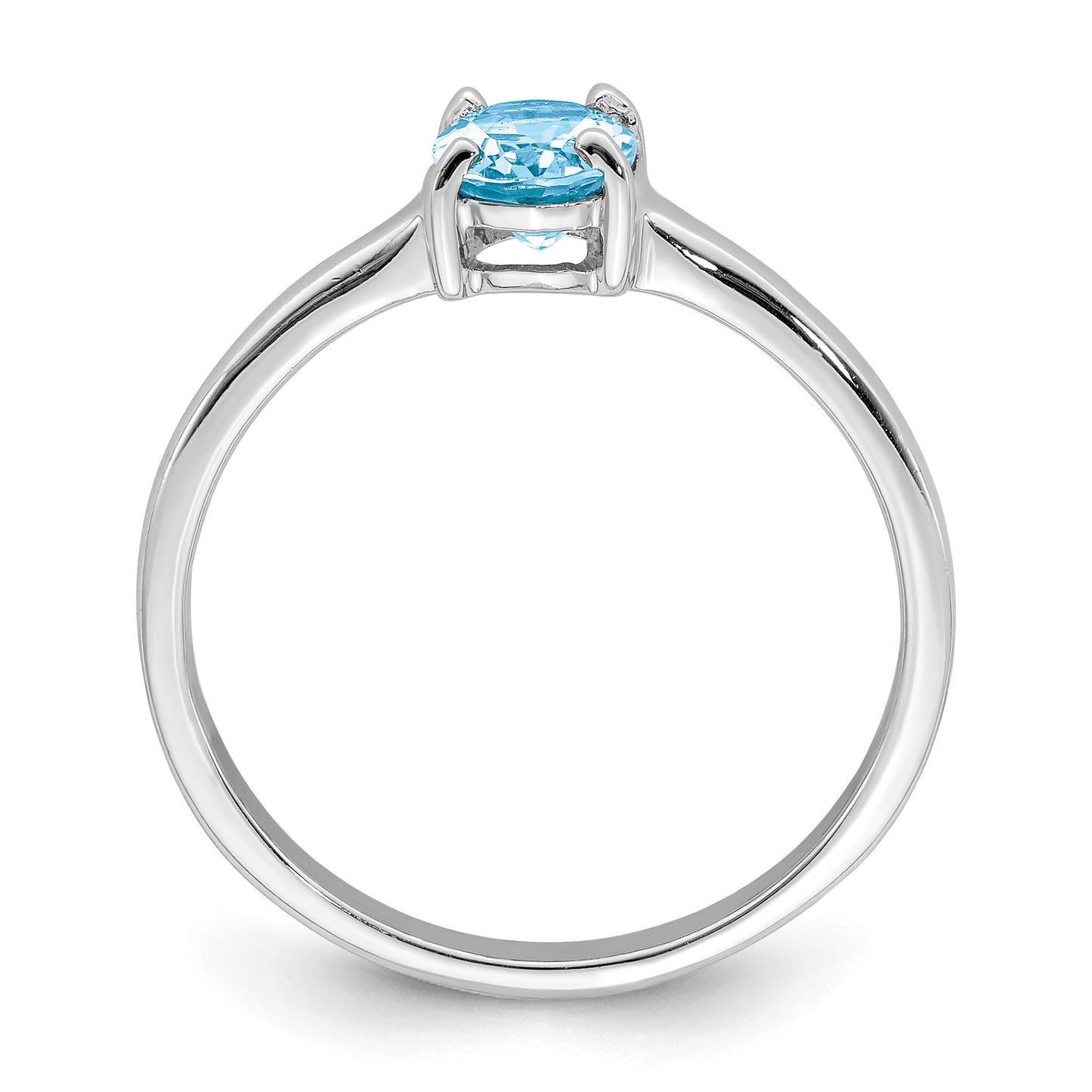 Sterling Silver Rhodium Light Swiss Blue Topaz Ring