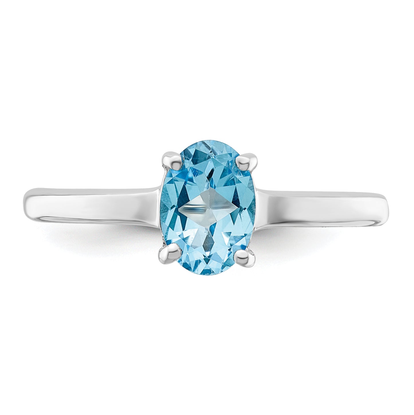 Sterling Silver Rhodium Light Swiss Blue Topaz Ring