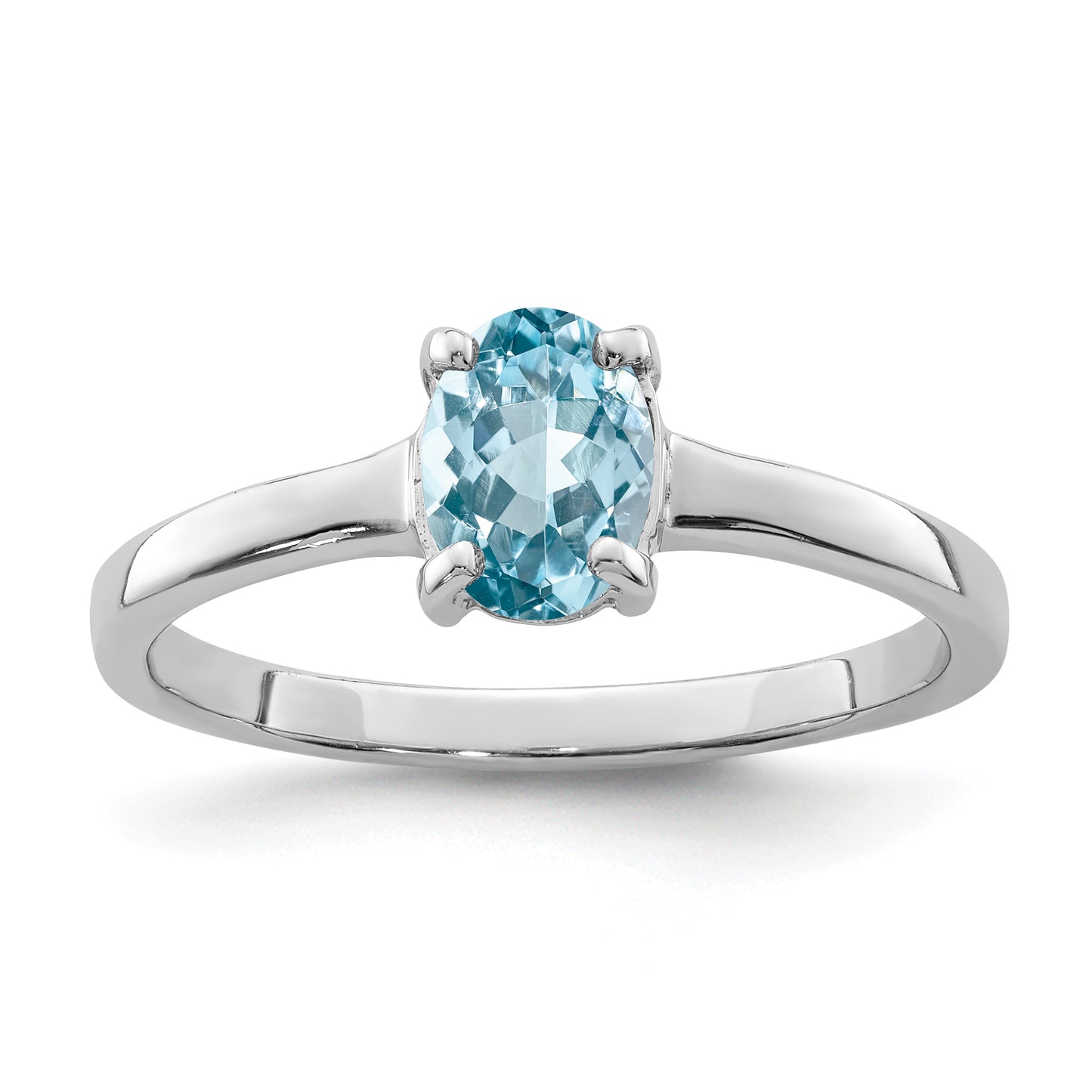 Sterling Silver Rhodium Light Swiss Blue Topaz Ring