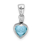 Sterling Silver Rhodium Light Swiss Blue Topaz Diamond Pendant