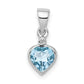 Sterling Silver Rhodium Light Swiss Blue Topaz Diamond Pendant