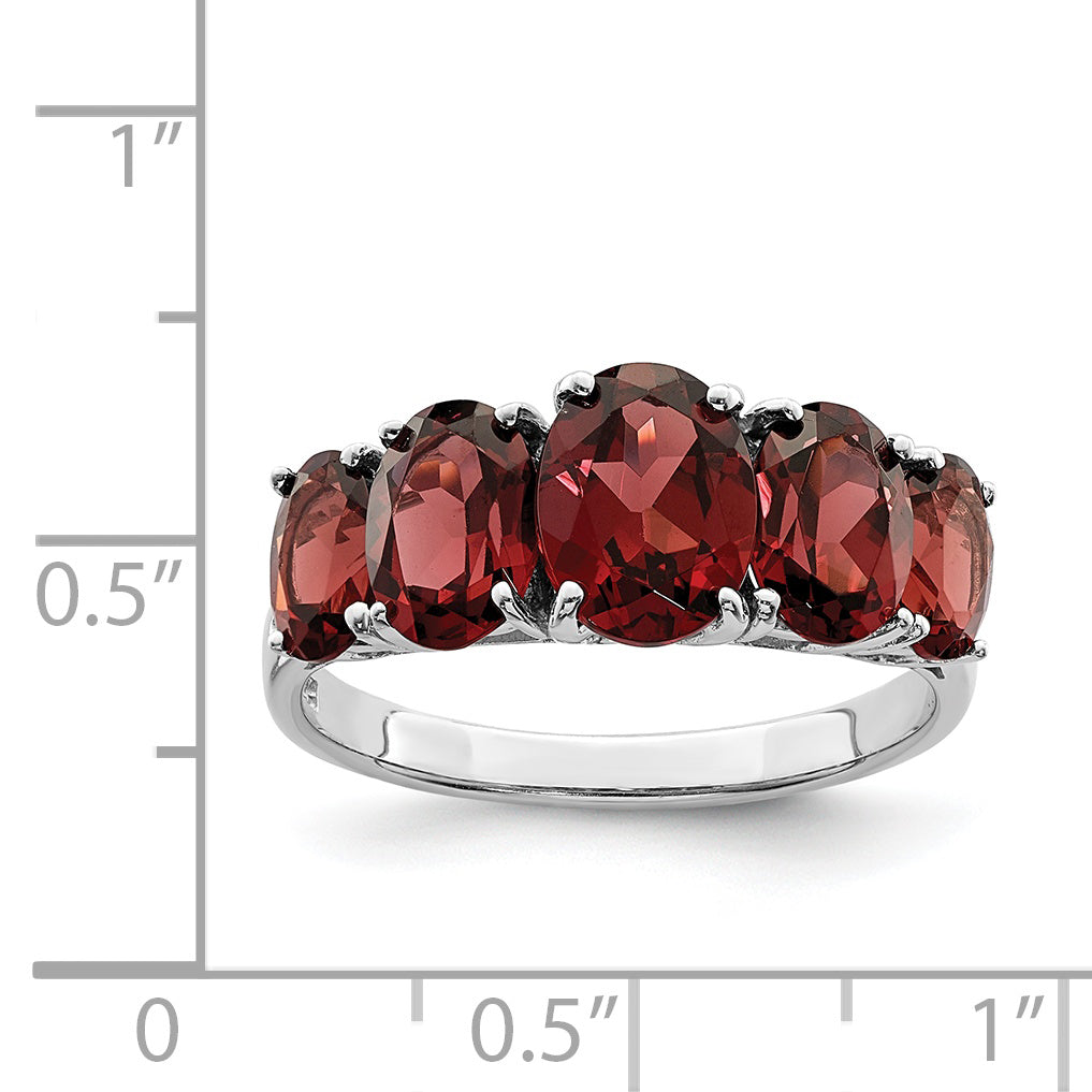 Sterling Silver Rhodium-Plated Garnet Ring