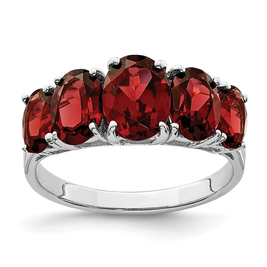 Sterling Silver Rhodium-Plated Garnet Ring