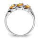 Sterling Silver Rhodium 3 Stone Citrine & Diamond Ring