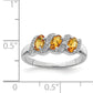 Sterling Silver Rhodium 3 Stone Citrine & Diamond Ring