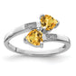 Sterling Silver Rhodium Citrine & Diamond Heart Ring