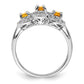 Sterling Silver Rhodium Citrine & Diamond Ring