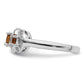 Sterling Silver Rhodium Citrine & Diamond Ring