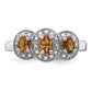 Sterling Silver Rhodium Citrine & Diamond Ring