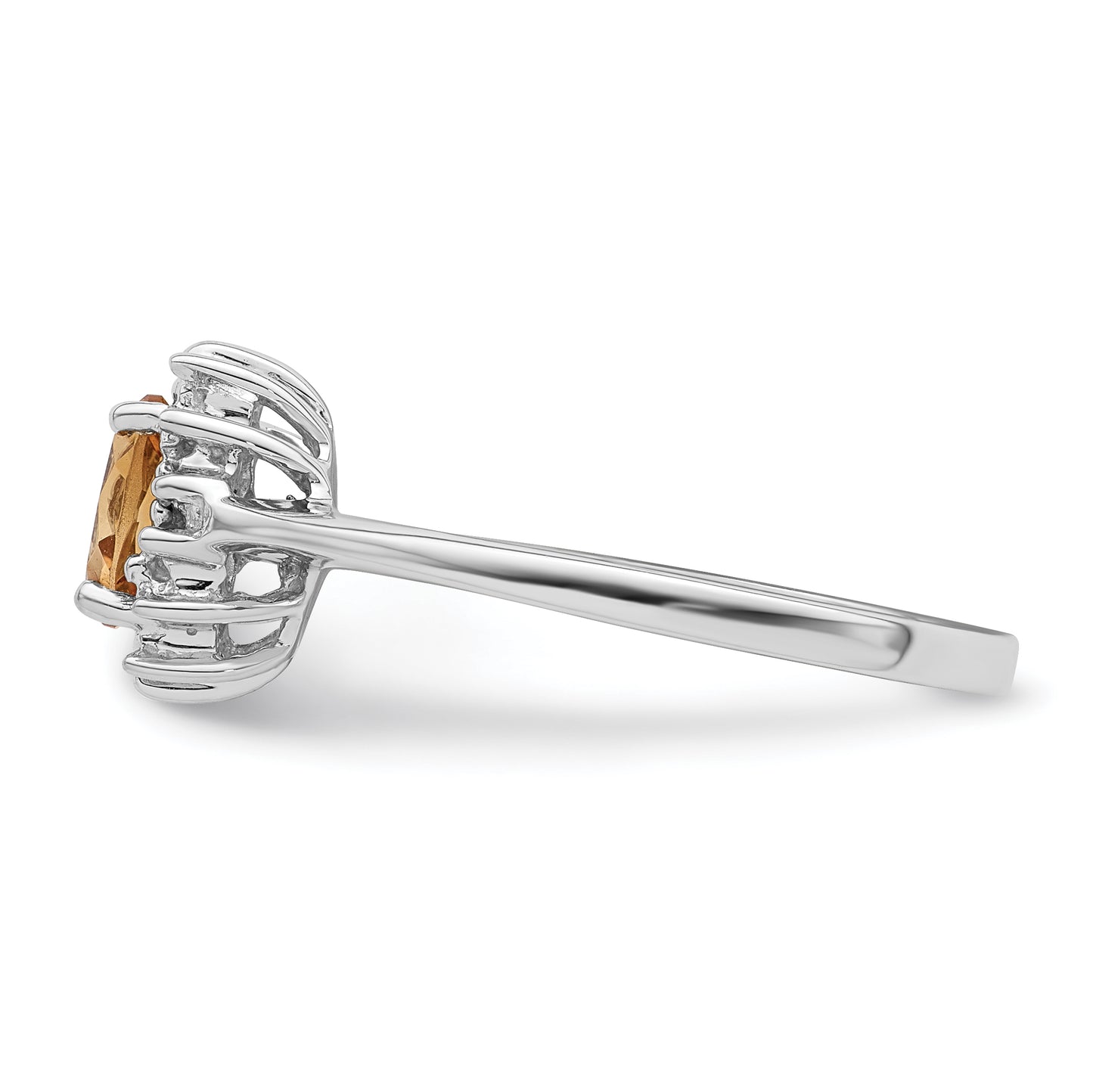 Sterling Silver Rhodium Citrine Diamond Ring