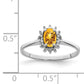 Sterling Silver Rhodium Citrine Diamond Ring