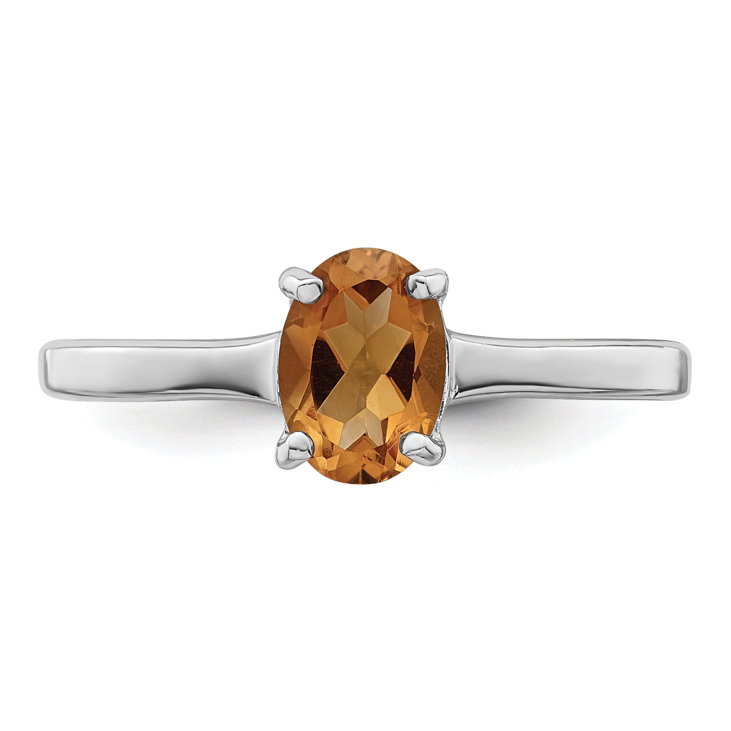 Sterling Silver Rhodium Citrine Ring