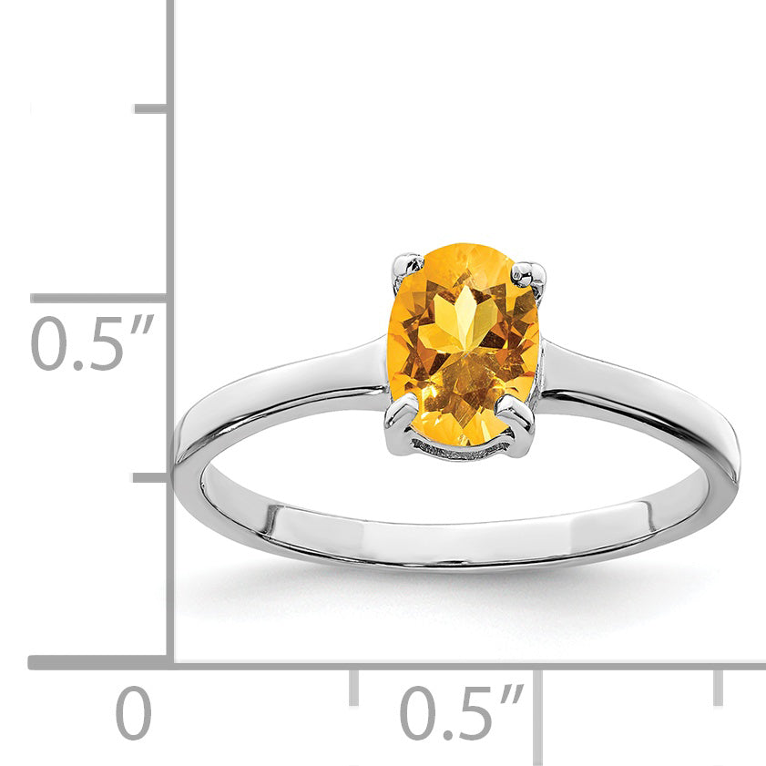 Sterling Silver Rhodium Citrine Ring