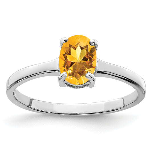 Sterling Silver Rhodium Citrine Ring