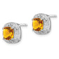 Sterling Silver Rhodium Plated Citrine And Diamond Post Earrings