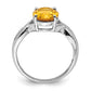 Sterling Silver Rhodium Citrine & Diamond Ring