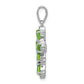 Sterling Silver Rhodium Plated Peridot Cross Pendant